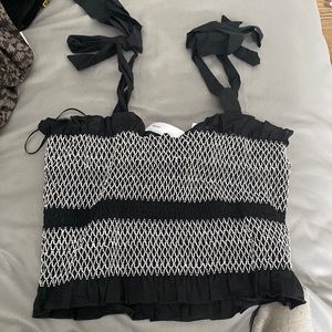 Guess black and white tank
